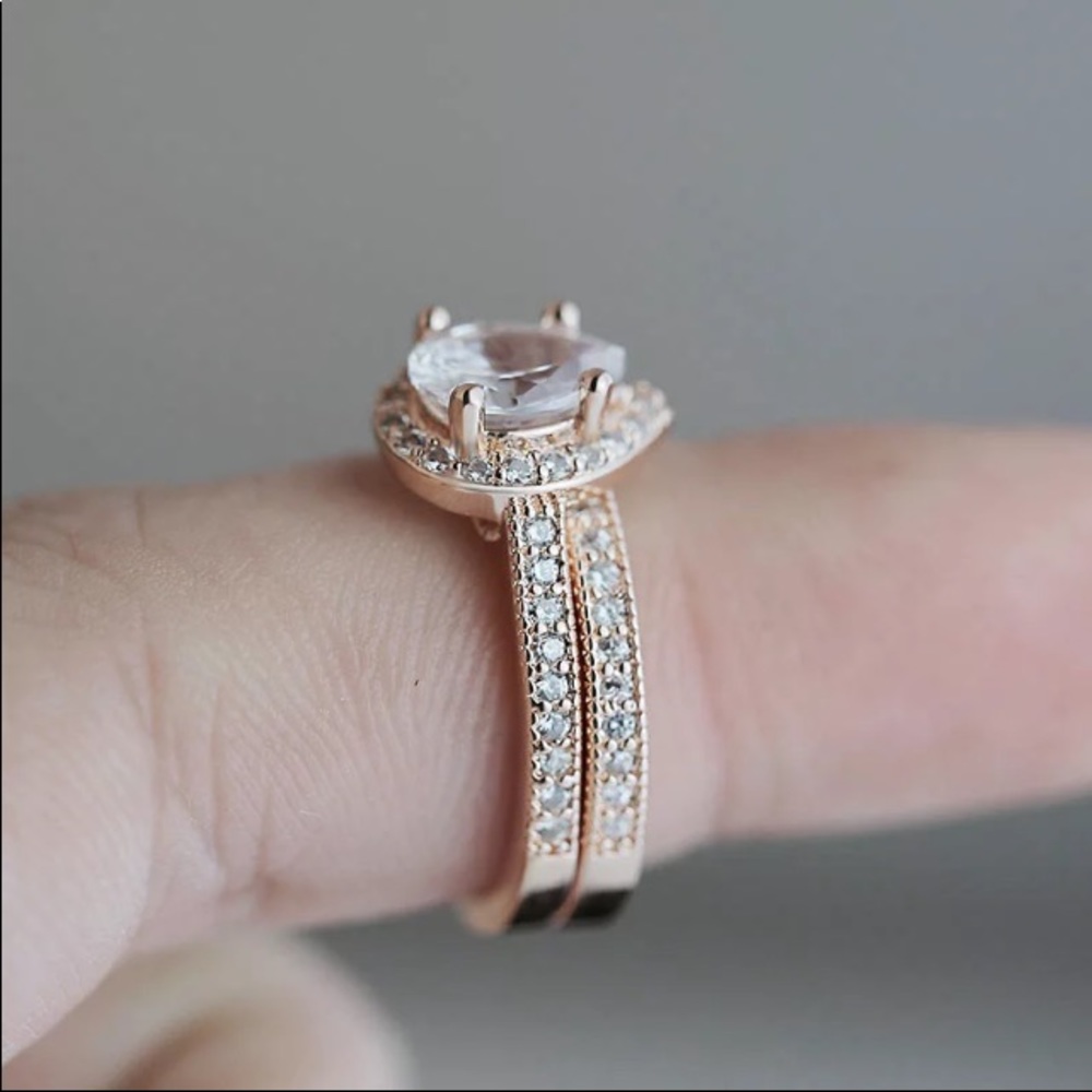 Host pick! Rose gold white sapphire ring+band - Picture 7 of 7